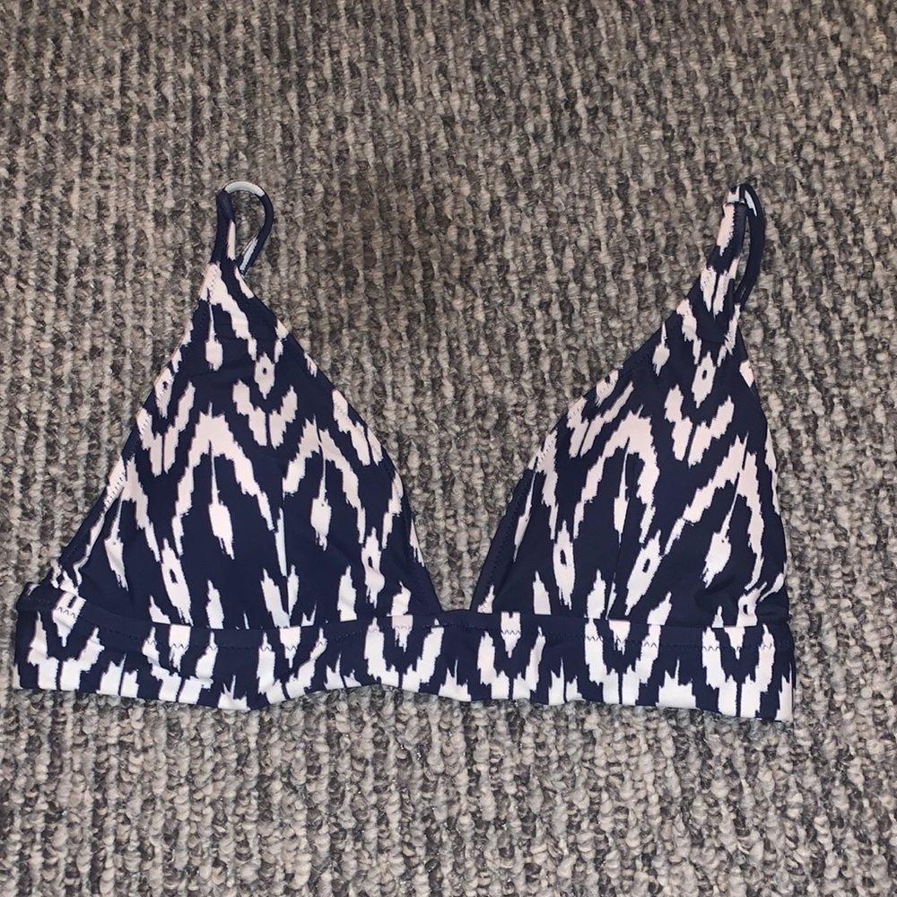J crew navy and white bikini top